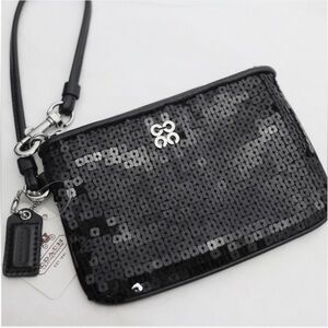 NWOT..COACH Black Sequined Wristlet